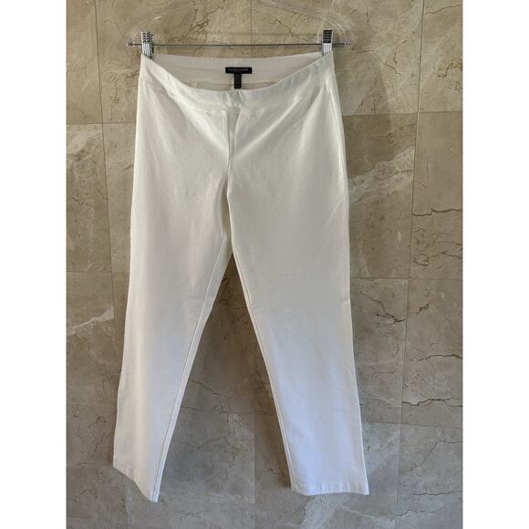 Eileen Fisher Slim Ankle Pant White Washable Stretch Crepe - Pet Sm - Minimalist - Picture 5 of 11